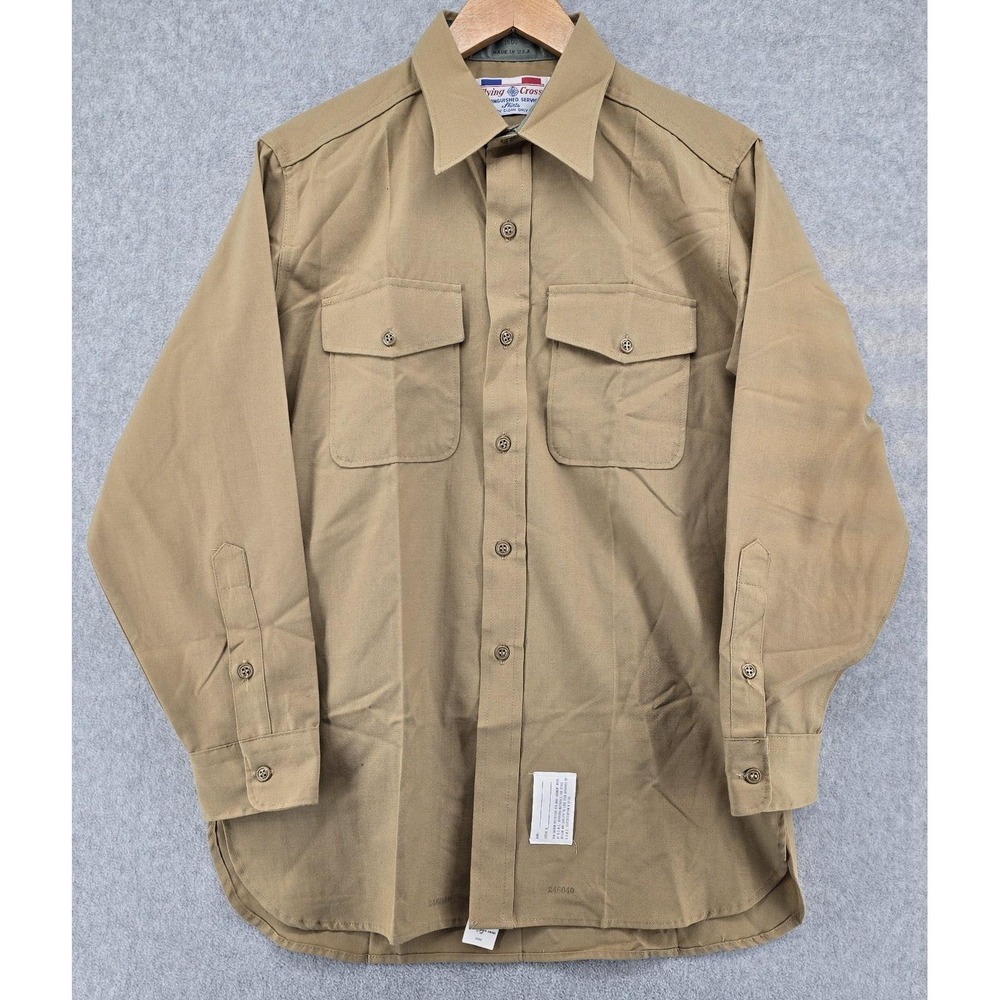 NEW Vtg Flying Cross Distinguished Service‎ Shirt Mens 15.5 USMC Marine Tan 1600
